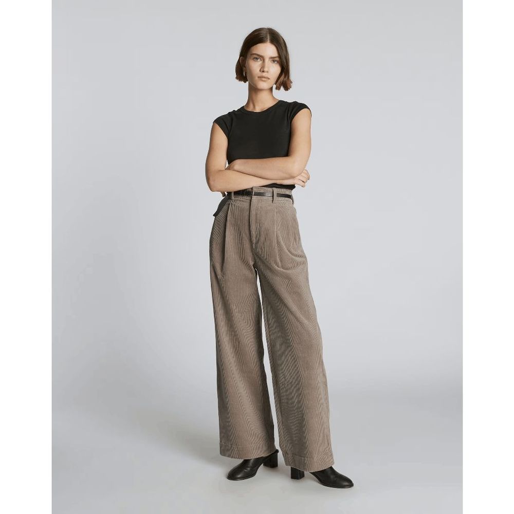 Everlane Womens Taupe Gray Corduroy Way High Straight Leg Drape Pants Size 4